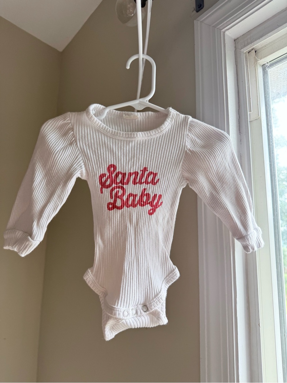 2 for $10 Santa Baby White Ribbed Long-Sleeve Baby One-Piece